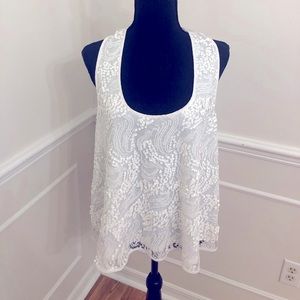 Sequin Sheer Tan Top